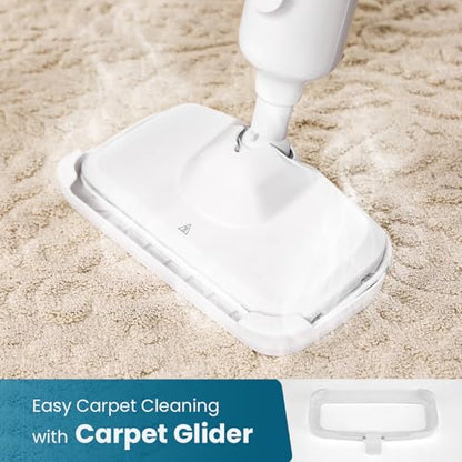 Steam Mop with Natural Sanitization, Floor Steamer, Tile Cleaner, and Hard Wood Floor Cleaner with Flip-Down Easy Scrubber, White
