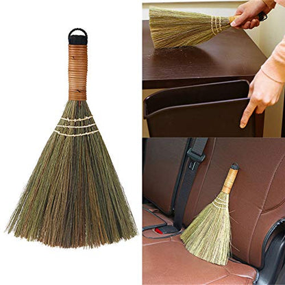 Handmade Straw Brooms for Sweeping, Natural Soft Straw Broom for Cleaning Indoor-Outdoor, Office, Sofa, Floor Car, Decor Idea -12 X 8 Inches (2 PCS)