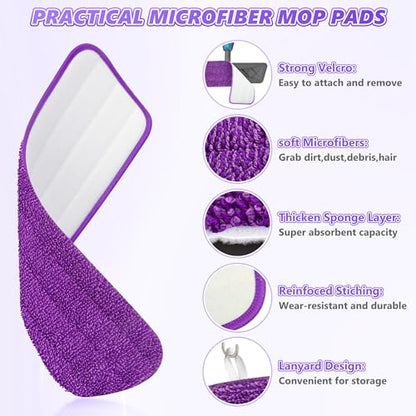 BPAWA 4X Reusable Pads Compatible with Swiffer PowerMop, 15" Microfiber Power Mop Replacement Refills Spray Mop Heads Washable Pad Dry Wet Mopping or Floor Cleaning