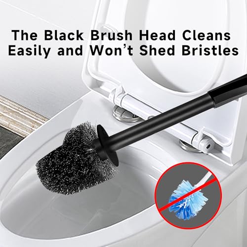Toilet Brush and Holder Set, 2 Pack Toilet Bowl Brush with Long Non-Slip Handle, Deep Toilet Cleaner Brush, Toilet Scrubber, Black - size: 2 Pack