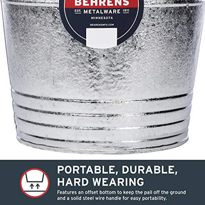 Behrens 1214 Hot-Dipped Galvanized Steel Utility Pail, 14-Quart, Gray - size: 14-Quart, style: Hot Dipped