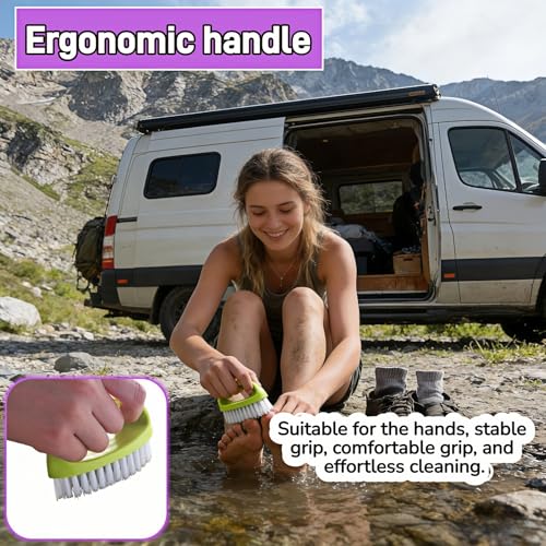 Fingernail Cleaning Brush 2 Pack, Heavy Duty Scrub Brushes with Hard Nylon Bristles for Deep Cleaning, Industrial Hand Brush for Mechanics Gardeners, Multi-Purpose Scrub for Hands Feet & Home