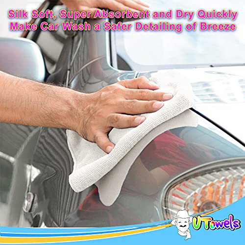 Microfiber Cleaning Towels, 12' x 12" All-Purpose Microfiber Rags - Ultra Soft Washcloths Reusable Shop Towels for Kitchen Bath Car Window Household Home and Commercial (White, 12"X12" 24-Pack) - color: White