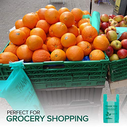 Stock Your Home Eco Grocery Bags Disposable T-Shirt Thank You Bag with Handles for Supermarket, Groceries, Produce, Shopping - style: 500 Count