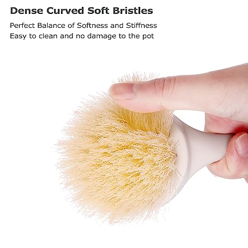 Facjoleco Dish Brush with Handle, Pot Brush, 2 Pack Kitchen Scrub Brushes for Cleaning, Dish Scrubber with Soft Bristles for Sink, Pots, Pans