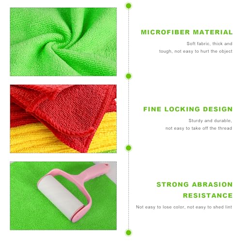 12PCS Microfiber Cleaning Cloths, 12"×12" Soft Absorbent Streak-Free Car Drying Towels, Scratch-Proof Lint Free Rags All Purpose Wash Cloth for Cars Houses Windows Kitchen