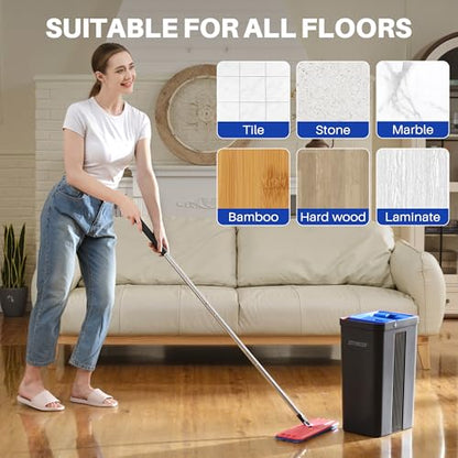 JOYMOOP Replacement Mop Pads for Flat Mop Bucket System, Microfiber, 13-Inch, Pack of 4, Slate Blue - color: 4 Pcs 13" - 4 Slate Blue, size: 13.0 × 4.9 Inch