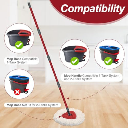 4-Section Spin Mop Handles, Mop Base for Ocedar EasyWring 1 Tank System, Mop Handle Mop Base Set for O Cedar, American Thread Joint