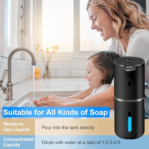 OHIFAST 2 Pack Automatic Liquid Soap Dispenser Touchless, USB Rechargeable Smart Hand Soap Dispenser, 6-Level Adjustable, 12.8oz/380mL, Compatible with Thick Thin Dish Soap for Bathroom Kitchen-Black - color: Black, style: 2 Pack Liquid