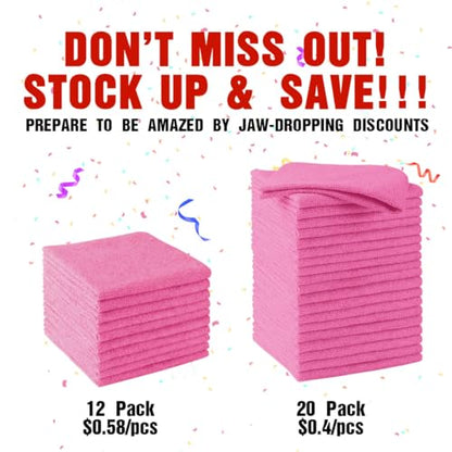 HOMEXCEL Pink Microfiber Cleaning Cloths, 20 Pack Cleaning Rags - Lint Free & Scratch-Free Microfiber Towels for Cars, House & Kitchen, Absorbent Cleaning Towels, 11.5 x 11.5 Inch - color: Pink