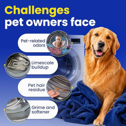 Washing Machine Cleaning Tablets for Pet Owners to Remove Pet Hair, Odor, Grime Buildup – Enzymatic Washing Machine Cleaner Tablets for HE, Front, Top Load Washers – Septic System Safe – 24 pcs