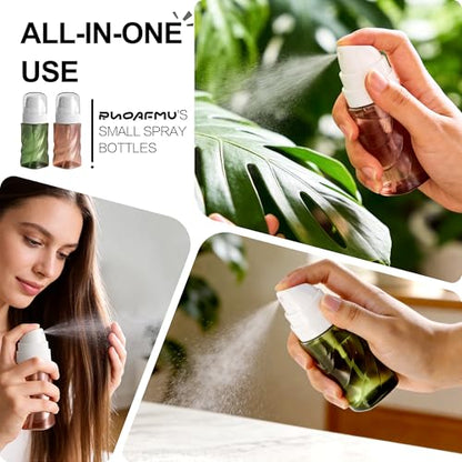 RNOAFMU 2 Pack Small Spray Bottle 2oz/60ml, Travel Size Mini Fine Mist Spray Bottles, Plastic Leakproof & Refillable Empty Spray Bottle for Hair, Face, Plant and Cleaning