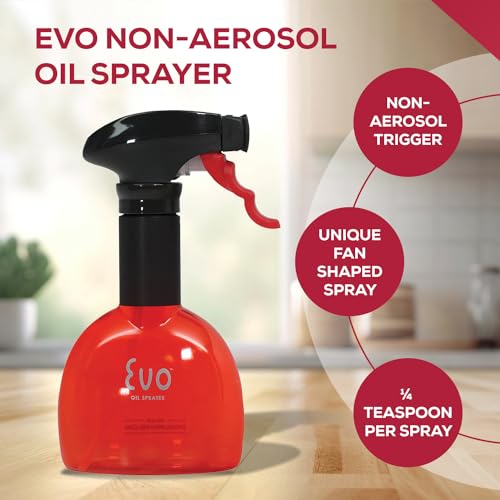 Evo Oil Sprayer Minis, Non-Aerosol for Olive, Cooking Oils, and Vinegars, Red, 8-Ounce Capacity, Set of 2 - color: Red