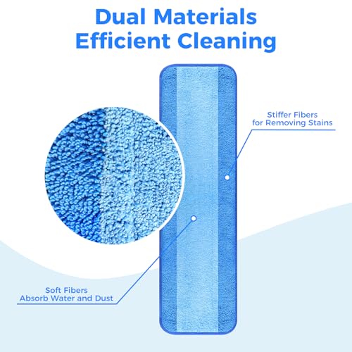 wlich 8-Pack Microfiber Cleaning Pads, 18-Inch Microfiber Mop Pads Compatible with Bona Mop, Washable and Reusable Mop Pad Refills for Hardwood Tile Laminate Floors - size: 8PCS