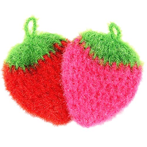 Bright Acrylic Fruit Watermelon Strawberry Flower Non-Scratch Net Cleaning Cloth Dish Scrubber Sponge for Dishwashing Set of 3