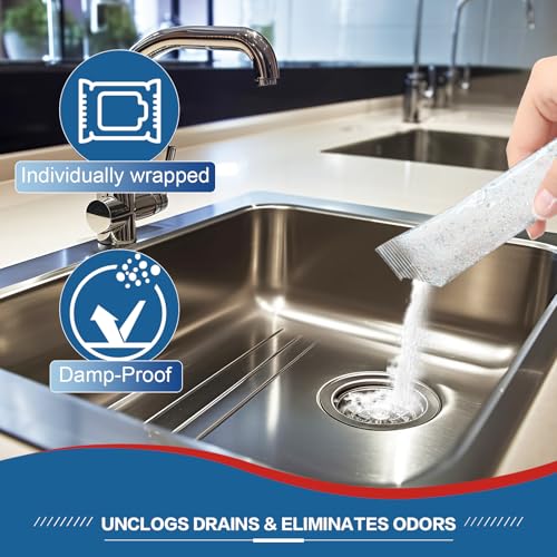 Drain Clog Remover 18 Packs Fast Acting Drain Cleaner Powders for Kitchen Sink Bathroom Shower Bathtub Powerful Pipe Unclogger Clears hair Grease Safe for Pipes