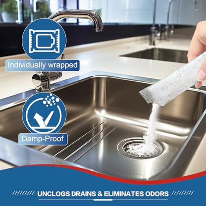 Drain Clog Remover 18 Packs Fast Acting Drain Cleaner Powders for Kitchen Sink Bathroom Shower Bathtub Powerful Pipe Unclogger Clears hair Grease Safe for Pipes