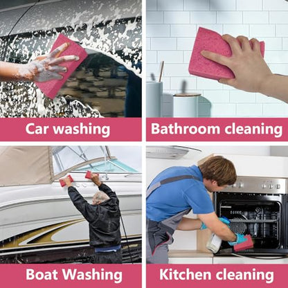 Car Wash Sponges, 3 Pack Extra Thick Large Cleaning Sponge Multi-Purpose for Bathroom Kitchen Bike Boat, Large Size Sponges 4'' X 6'' (Pink) - color: A-pink