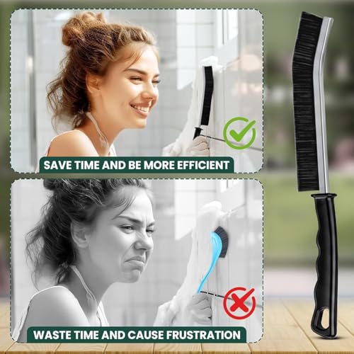 Crevice Cleaning Brush Set – 3Pcs Hard Bristle Cleaning Tools in Red, Black & Yellow for Grout, Tile Floors, Gaps & Narrow Spaces – Small Grout Scrub Brush for Bathroom, Shower, Window Tracks, Kitchen