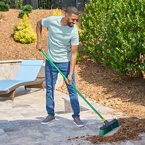 Quickie Bulldozer 18-Inch Multi-Surface Push Broom, Green, Heavy-Duty with Swivel Hang-Up Feature, Perfect for Indoor and Outdoor Cleaning, Sweeping Sidewalks & Warehouses - size: 18 Inch, style: Multi Surface