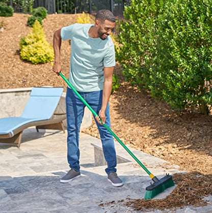 Quickie Bulldozer 18-Inch Multi-Surface Push Broom, Green, Heavy-Duty with Swivel Hang-Up Feature, Perfect for Indoor and Outdoor Cleaning, Sweeping Sidewalks & Warehouses - size: 18 Inch, style: Multi Surface