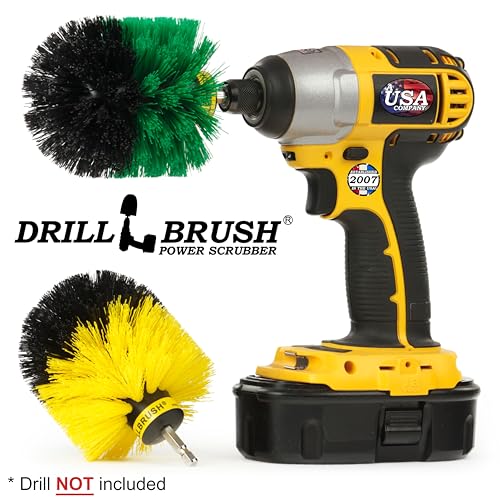 Kitchen Accessories - Pots and Pans Set - Spin Brush Kit - Grout Cleaner - Cleaning Supplies - Bathroom Accessories - Soap Scum, Hard Water Stains, Mineral Deposits, Calcium Build-up, Rust Stains - color: Green / Yellow