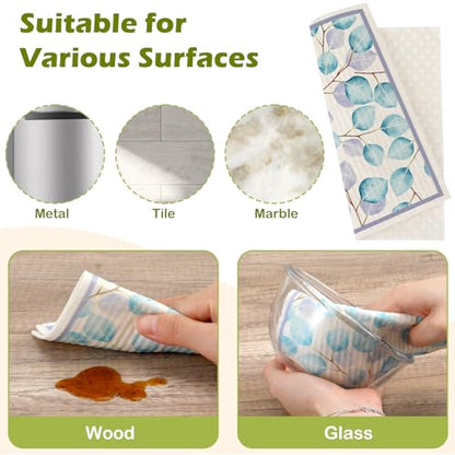 6 Packs Swedish Paper Cloths for Kitchen, Reusable Paper Towels Washable Dish Rags, Highly Absorbent Kitchen Towels Quick Drying Swedish Sponge Cleaning Dish Cloths(Eucalyptus Leaves) - color: Eucalyptus Leaves
