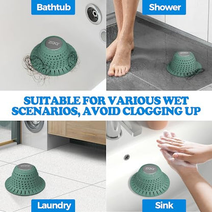zaa Bathtub Drain Hair Catcher, Premium Silicone Collapsible 2 Pack Drain Protector for Pop-Up & Regular Drains of Shower, Bathtub, Tub, Bathroom, Sink, Gray Green - color: Gray Green