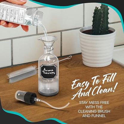 Nevlers Clear Glass Small Spray Bottle 2 Oz 48 Pack Body Spritzer Bottles | Mini Travel Spray Bottle Set with Funnel, Brush, Marker & Labels | Small Atomizer Mist Bottles for Perfume, Face & Hair - color: Clear, style: 48 Pack