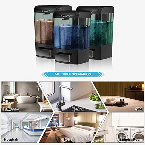 SVAVO Wall Mounted Soap Dispenser Kitchen Bathroom Manual Soap Dispenser Refillable Hand soap Dispenser for Liquid Contianers Shampoo Gel Chamber for Household Commerical 23.7oz (700ml) ABS - color: Black