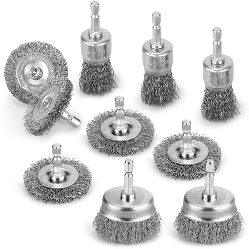 10Pcs Professional Wire Brush for Drill, Carbon Steel Cup Brush for Cleaning Rust, Wire Brush Drill Attachments with 1/4 Inch Hex Shank - style: 10Pcs