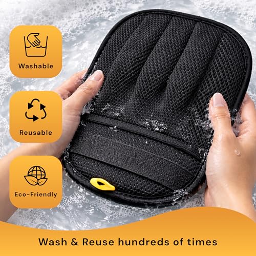Wolfster Pet Hair Removal Glove for Cats & Dogs, Upgraded Five-Finger Electrostatic Reusable Pet Hair Remover Mitt for Couch, Sofa, Carpet, Car Seat, Bedding & Clothing, Lint Roller Alternative - color: Pack of 1
