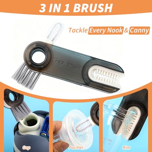 Bottle Brush for Chemex Coffee Maker with Long White Handle and Gray Nylon Bristles, Coffee Maker Bottle Brush for Glass Carafe