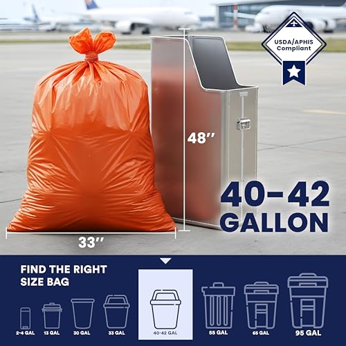 Plasticplace 42 Gallon Trash Bags |3.0 Mil | Orange Heavy Duty Contractor Trash Bags | 33" x 48", 50 Count (Pack of 1) - size: 33" x 48", style: 42 Gallon, 3.0 Mil