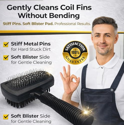 AC Coil Cleaning Brush & Fin Cleaner Comb for HVAC Evaporator & Condenser