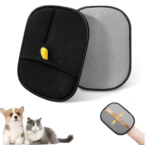 Pet Hair Remover Gloves for Cats & Dogs, Reusable Cat Dog Electrostatic Hair Remover Grooming Glove Tool-2PS