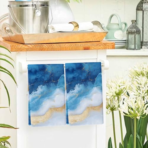 Blue Coastal Kitchen Towels Set, Ultra Absorbent Dish Towels Quick Drying Microfiber Hand Towel Decorative Large Modern Luxury Summer Nautical Beach Tea Towel Dishcloths for Kitchen Cleaning 18"x28" - size: 1 Pack