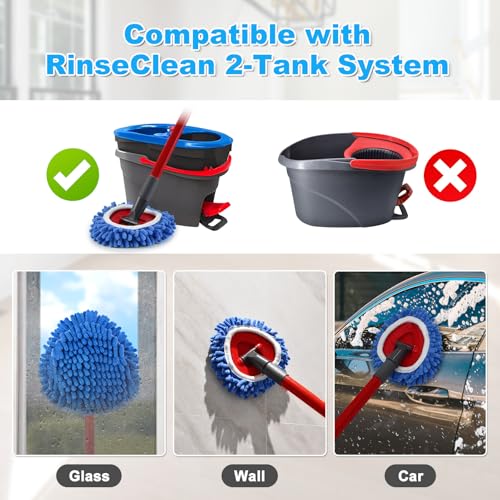 Mop Replace Head for O Cedar, Spin Mops Heads Replacements for Ocedar RinseClean 2 Tank Spins Mops, Chenille Duster for Ocedar Mop - size: For Ocedar 2 Tank