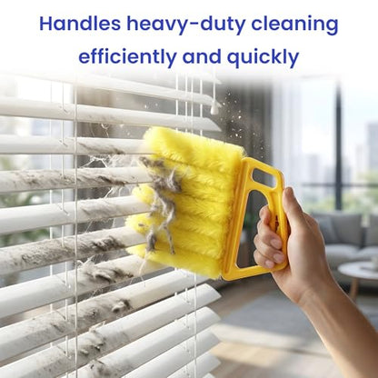 Blind Cleaner Duster Tool - 3 Pcs 7 Fingers Anti-Shedding Window Blind Cleaner Tool, with High-Density Microfiber Fleece and Ergonomic Handle, Detachable and Washable