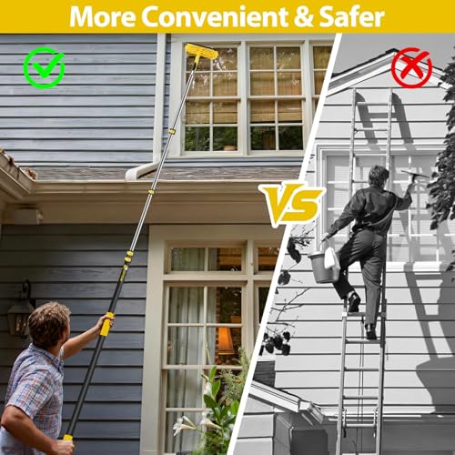 25 Foot High Ceiling Duster Kits with 4.5-18ft Heavy Duty Extension Pole, High Reach Duster for Cleaning,Microfiber Feather Duster,Cobweb Duster,Ceiling Fan Duster,Window Squeegee & Cleaner - size: 18 feet
