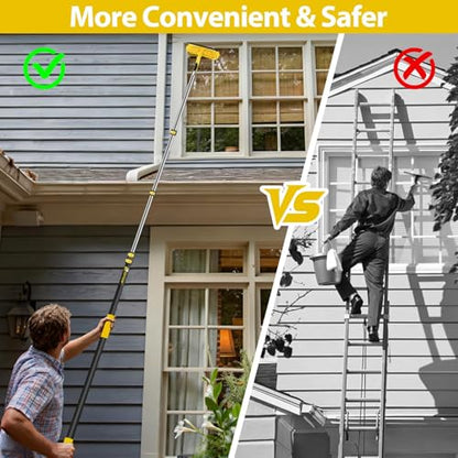 25 Foot High Ceiling Duster Kits with 4.5-18ft Heavy Duty Extension Pole, High Reach Duster for Cleaning,Microfiber Feather Duster,Cobweb Duster,Ceiling Fan Duster,Window Squeegee & Cleaner - size: 18 feet