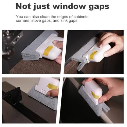 Magic Window Track Cleaning Brush, Hand-held Groove Scrubber with Triangular Pad, Sliding Door Track Cleaner for Windows, Shower, Car Vents, Yellow - color: Yellow