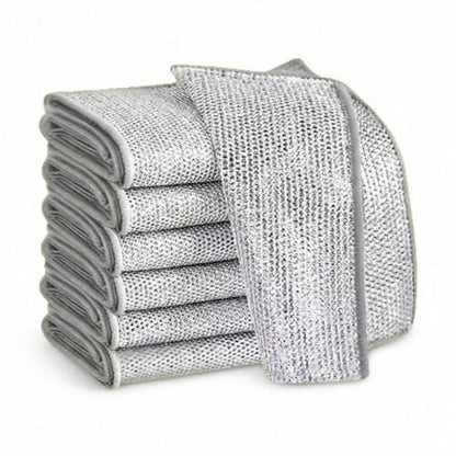 Metal Dish Cloth，7 Pack Metal Dish Cloth, Non Scratch & Odor Steel Wool Scrubber | Reusable & Multipurpose Wire Dishwashing Rag for Wet & Dry Cleaning | Safe for Stove Tops & Nonstick Cookware