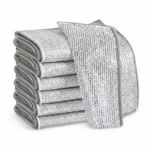 Metal Dish Cloth，7 Pack Metal Dish Cloth, Non Scratch & Odor Steel Wool Scrubber | Reusable & Multipurpose Wire Dishwashing Rag for Wet & Dry Cleaning | Safe for Stove Tops & Nonstick Cookware