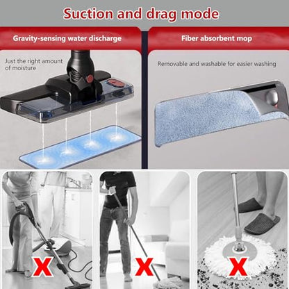 Lightweight and Versatile Vacuum Mop Combo 18Kpa, 35mins Runtime, Rechargeable, Vacuum Cleaner All in One Vacuum Stick for Hardwood Floor/Carpet/Pet Hair/Car,White - color: White
