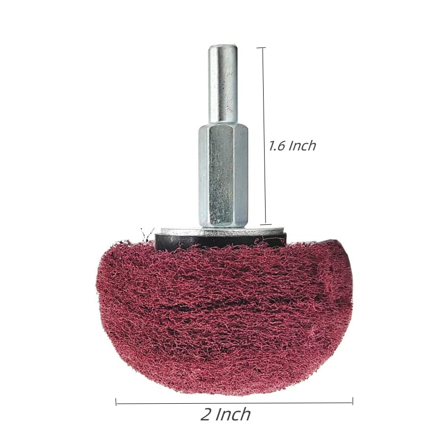 5PCS Non Woven Abrasive Buffing Wheels Polishing Wheel Drill Attachment Set, 2 Inch Scouring Pads Abrasive Mushroom Wheel Polishing Wheel with 1/4" Shank for Polishing Scrubbing and Cleaning Surface