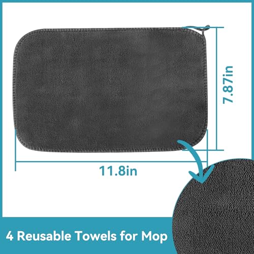 Reusable Microfiber Flat Mop for Floor Cleaning, 10.8 in (27.5 cm) Aluminum Base with 52 in Aluminum Handle, Includes 4 Washable Pads for Wet & Dry Use – LJGG (Gray/Yellow) - size: 10.8" Head, 52" Handle