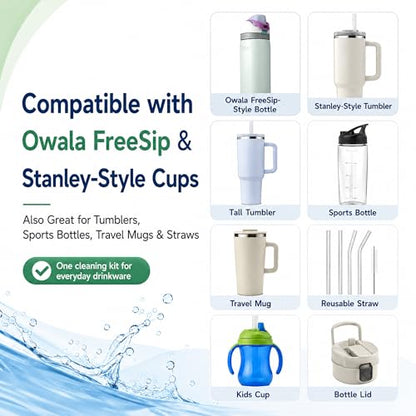 4 Pack Water Bottle Cleaning Kit Water Bottle Cleaner Brush for Owala FreeSip 24oz/32oz/40oz, Straw Brush for Stanley, Sport Bottles, Water Bottles, Cups