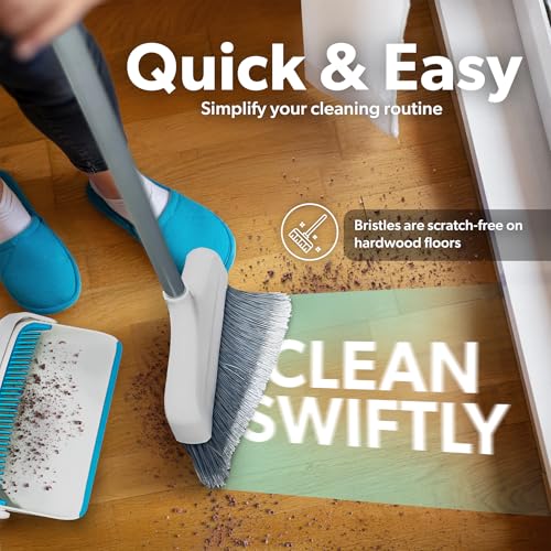 BLACK+DECKER Butler Broom and Dustpan Set for Home, Short Handle, Stand Up and Lightweight Space Saving Dust Pan and Broom Combo for Kitchen, Living Room, Bathroom, Lobby Floor Use - size: Butler Broom & Dustpan
