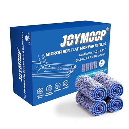 JOYMOOP Replacement Mop Pads for Flat Mop Bucket System, Microfiber, 13-Inch, Pack of 4, Slate Blue - color: 4 Pcs 13" - 4 Slate Blue, size: 13.0 × 4.9 Inch